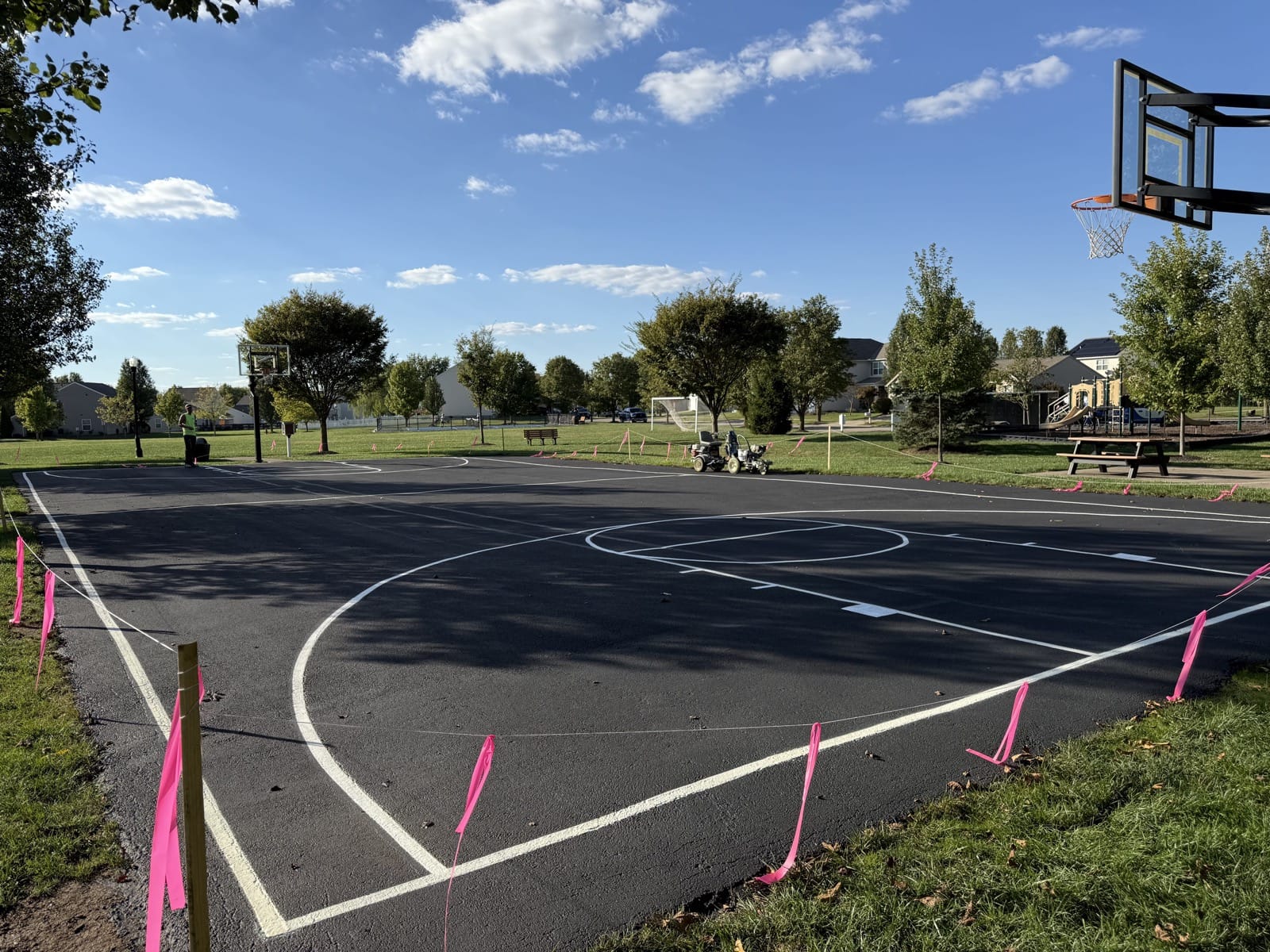 Athletic court striping, left side