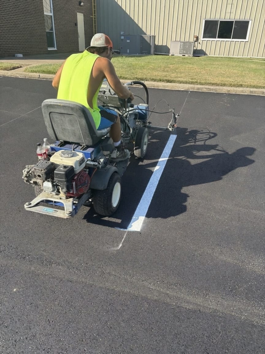 Line painting in progress