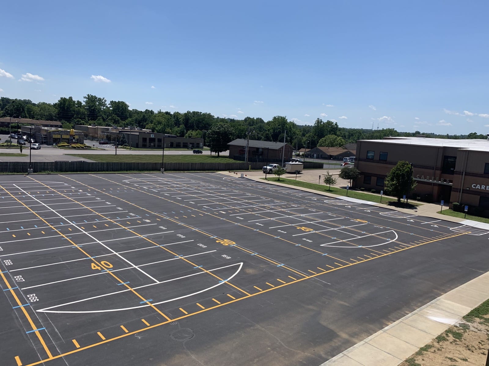 Parking lot striping, left side