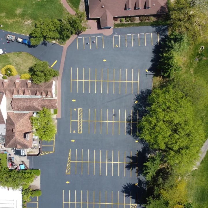 Aerial view of completed parking lot