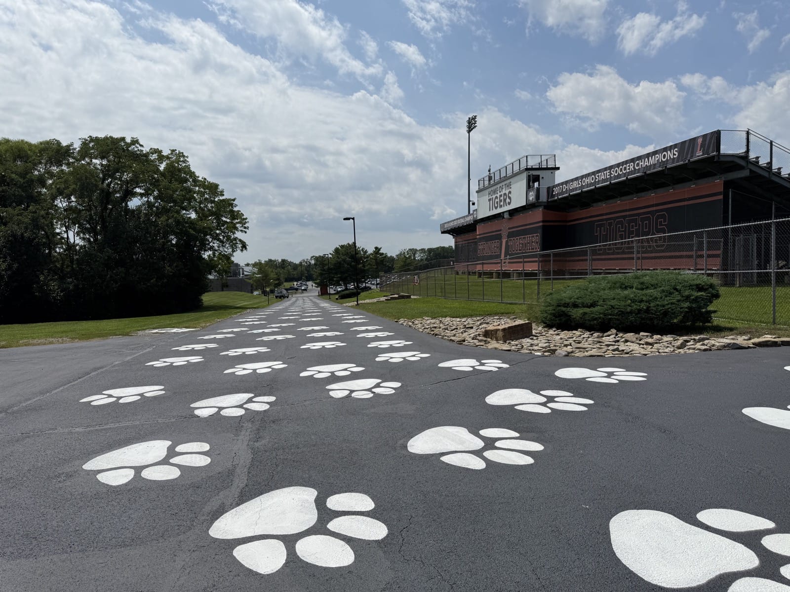 Loveland High School walkway striping